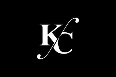 A black and white image of the letters KC with a swirl connecting them.